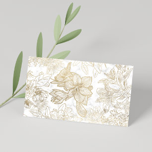 Carte De Visite Marbre blanc de luxe floral