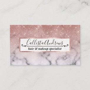 Carte De Visite Marbre blanc de Parties scintillant rose Gold Sequ