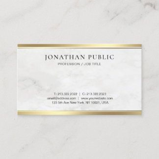 Carte De Visite Marbre blanc élégant Gold Simple Modèle moderne