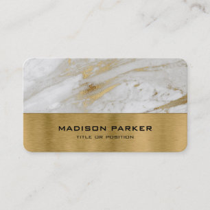 Carte de visite marbré blanc et or