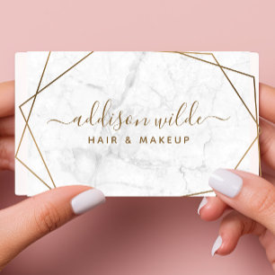 Carte De Visite Marbre blanc géométrique or Abstrait simple modern