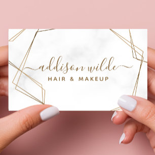 Carte De Visite Marbre blanc géométrique or Abstrait simple modern