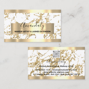 Carte De Visite Marbre blanc Gold Frame Event Planner Qr Code