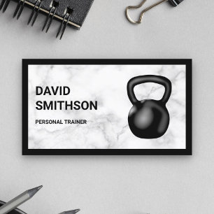 Carte De Visite Marbre blanc Kettlebell Fitness Entraîneur personn