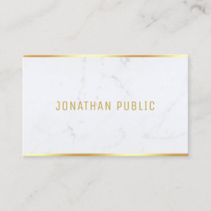Carte De Visite Marbre blanc moderne Gold Text Modèle Élégant