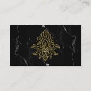Carte De Visite Marbre blanc noir de Hamsa d'or de *~* sacré