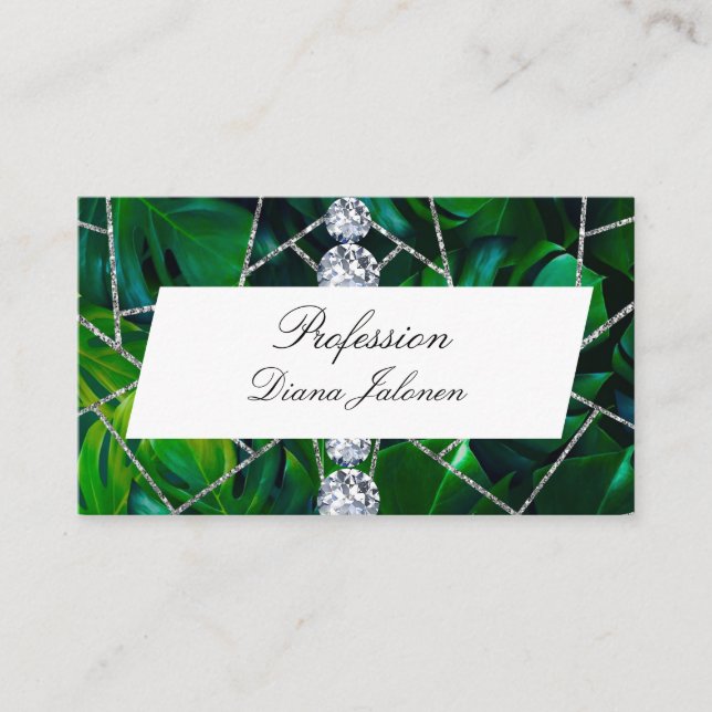 Carte De Visite Marbre blanc Rose noir Parties scintillant (Devant)
