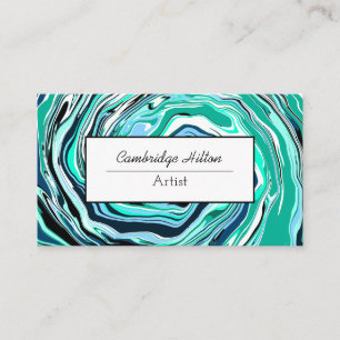 Carte De Visite Marbre bleu et turquoise Art Abstrait fluides