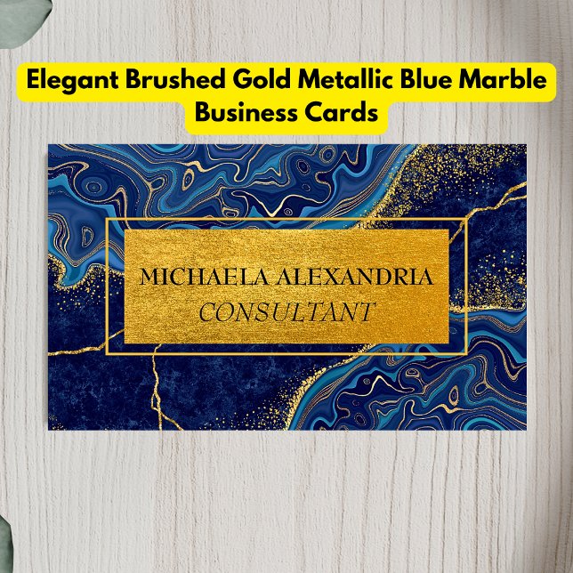 Carte De Visite Marbre bleu métallique métal brossé professionnel (Créateur téléchargé)