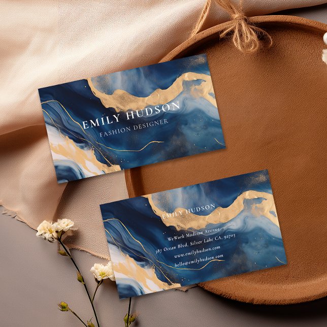 Carte De Visite Marbre bleu or marine (Créateur téléchargé)