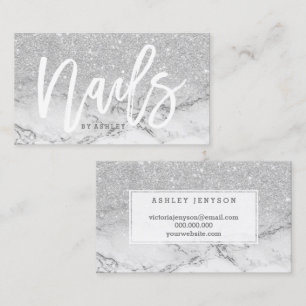 Carte De Visite Marbre de parties scintillantes d'argent de faux