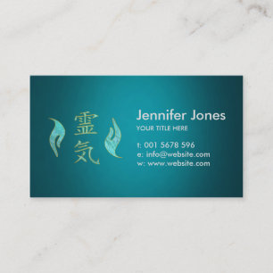 Carte De Visite Marbre d'or de symboles de Reiki et de mains