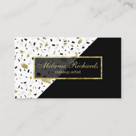 Carte De Visite Marbre d'or moderne Terrazzo Motif noir