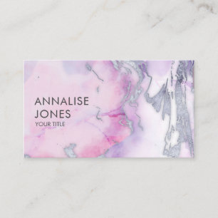 Carte De Visite Marbre et argent liquide pastel élégant