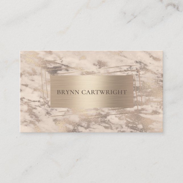 Carte De Visite Marbre et Champagne Shimmer Moderne Élégant (Devant)