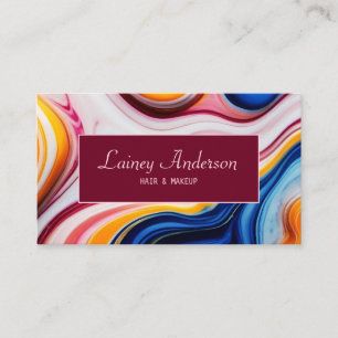 Carte De Visite Marbre faux rose bleu jaune chic moderne tendance