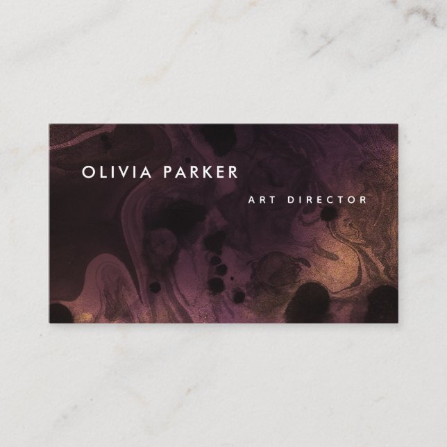 Carte De Visite Marbre foncé | Couleur d'eau spectaculaire (Devant)