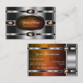 Carte De Visite Marbre foncé d'argent moderne et diamants Faux