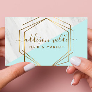 Carte De Visite Marbre Géométrique Moderne Bleu Et Or Trendy Chic