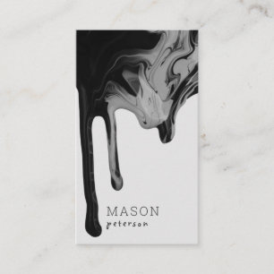 Carte De Visite Marbre gris noir moderne à la goutte d'eau Peintur