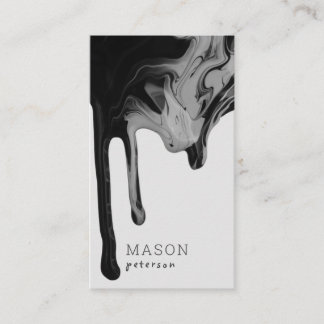 Carte De Visite Marbre gris noir moderne à la goutte d'eau Peintur