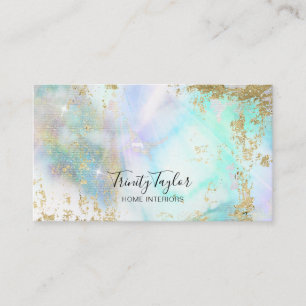 Carte De Visite Marbre holographique nuages arc-en-ciel et fausse