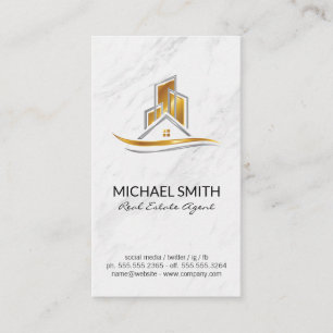 Carte De Visite Marbre   Logo de l'immobilier Gold