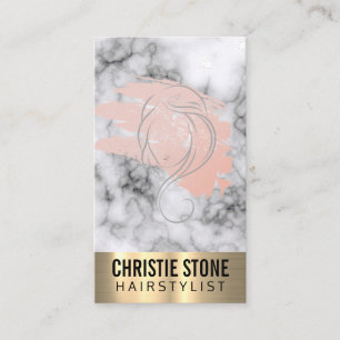 Carte De Visite Marbre   Metal Trim Beautician Stylist