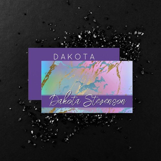 Carte De Visite Marbre millénaire | Marque Rainbow Pastel Ombre (Créateur téléchargé)