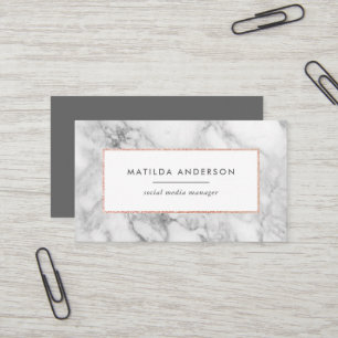 Carte De Visite Marbre minimal moderne et or rose géométrique