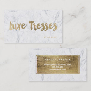 Carte De Visite Marbre moderne de typographie d'or de faux de logo