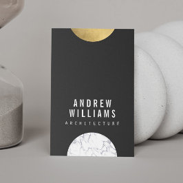 Carte De Visite Marbre Moderniste Abstrait, Or, Dk Grey Designer