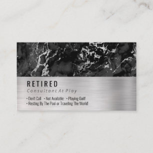 Carte De Visite Marbre noir et argent à la retraite, Sac en argent