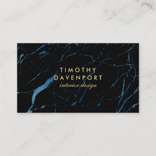 Carte De Visite Marbre noir et bleu avec Faux Gold Text II