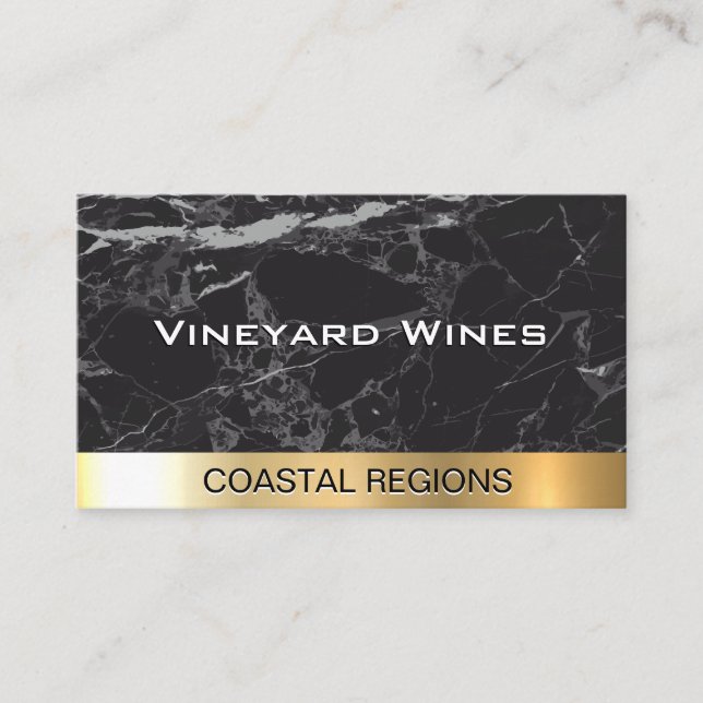 Carte De Visite Marbre noir | Luxe métal or (Devant)