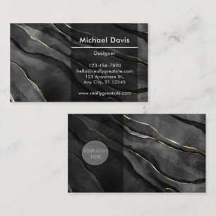 Carte De Visite Marbre Noir Or Luxe Avec Logo