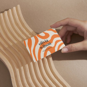 Carte De Visite Marbre orange Wavy Retro Stripe Gras Printemps mod