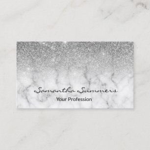 Carte De Visite Marbre Pailleté Ombre Argent Personnaliser Paillet