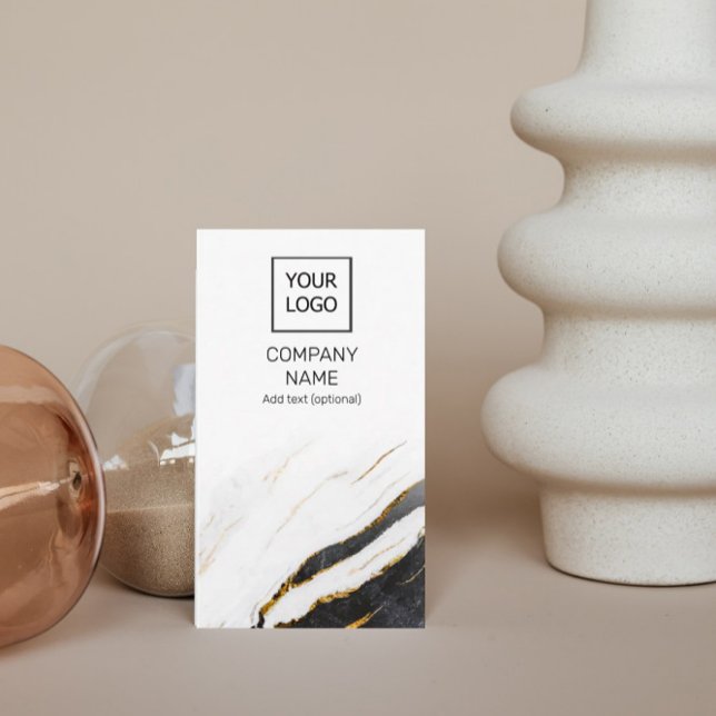 Carte De Visite Marbre professionnel unique noir et blanc vertical (Créateur téléchargé)