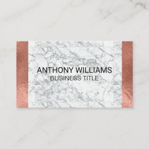 Carte De Visite Marbre   Rose Gold Foil brillant Métallo Trim