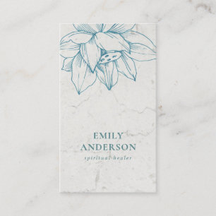 CARTE DE VISITE MARBRE TURQUOISE BLEU LOTUS SIMPLE REIKI SPIRITUEL