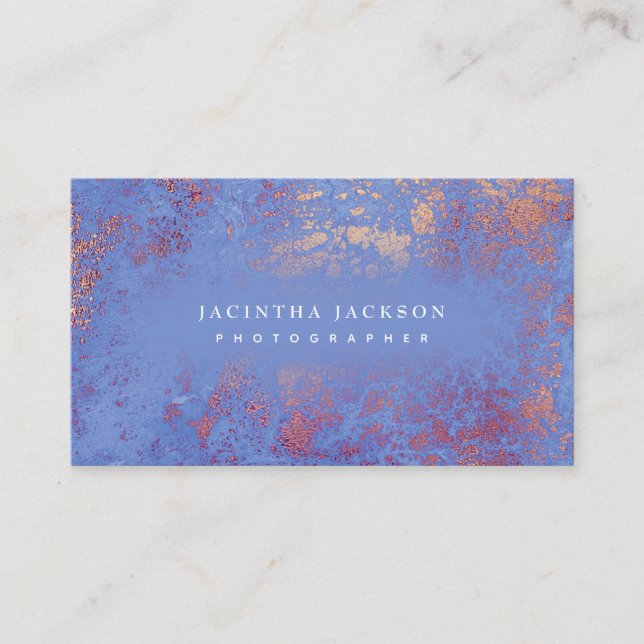 Carte De Visite Marbre unique Rose Gold Blue Elegant Luxe (Devant)