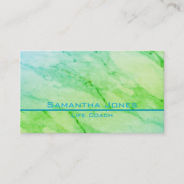 Carte De Visite Marbre vert turquoise, aquarelle motif abstrait (Devant)