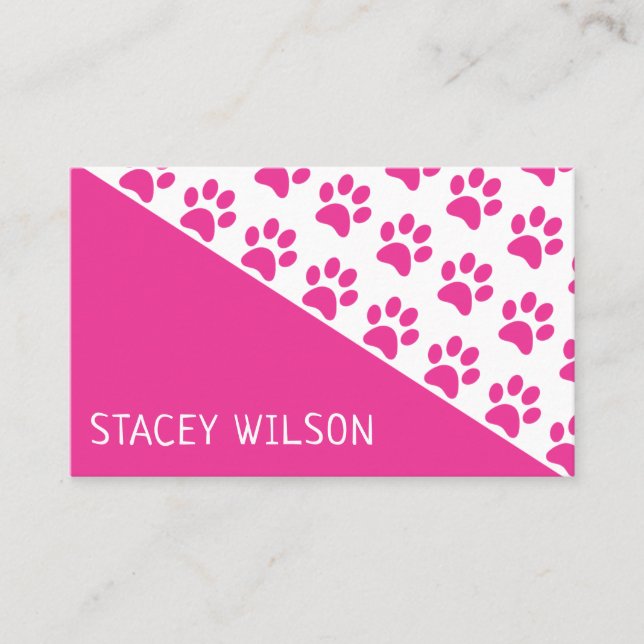 Carte De Visite Marche À Chien Rose Moderne Ou Groomer Pour Animau (Devant)