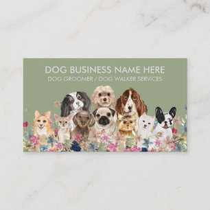 Carte De Visite Marche à chiens pour animaux familiers verts