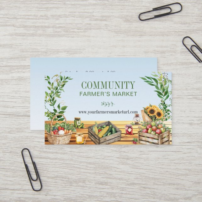 Carte De Visite Marché Agricole, Produits frais (Devant/Arrière en situation)