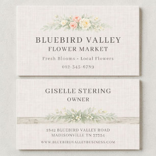 Carte De Visite Marché de Fleurs Campagne Shabby Chic Lin