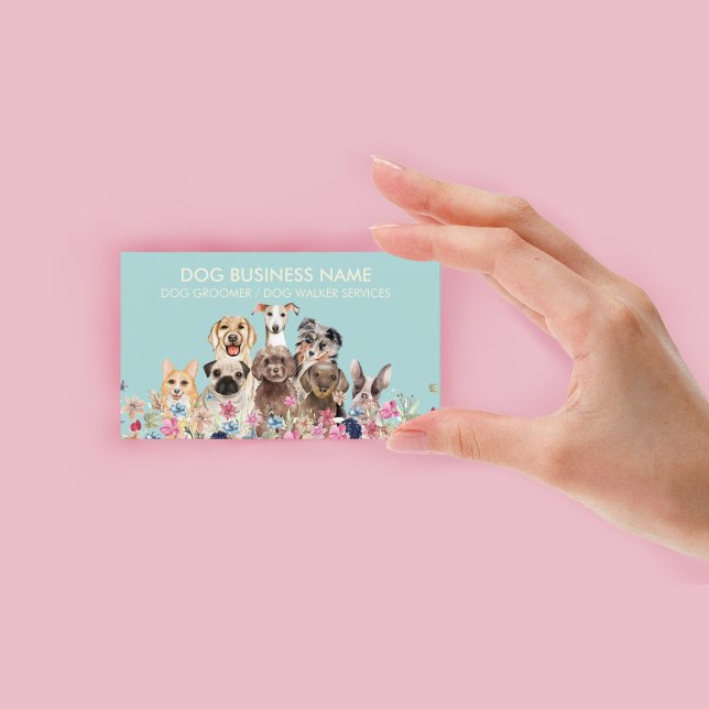 Carte De Visite Marche pour chien d'animal de compagnie Marche flo (Pet Sitter Dog Walker Floral Puppy Business Card)