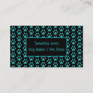 Carte De Visite Marcheur de chien professionnel mignonne Noir Empr