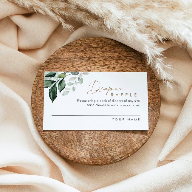 Carte De Visite MAREE Greenery Diaper Raffle Card (set de 100) (Créateur téléchargé)